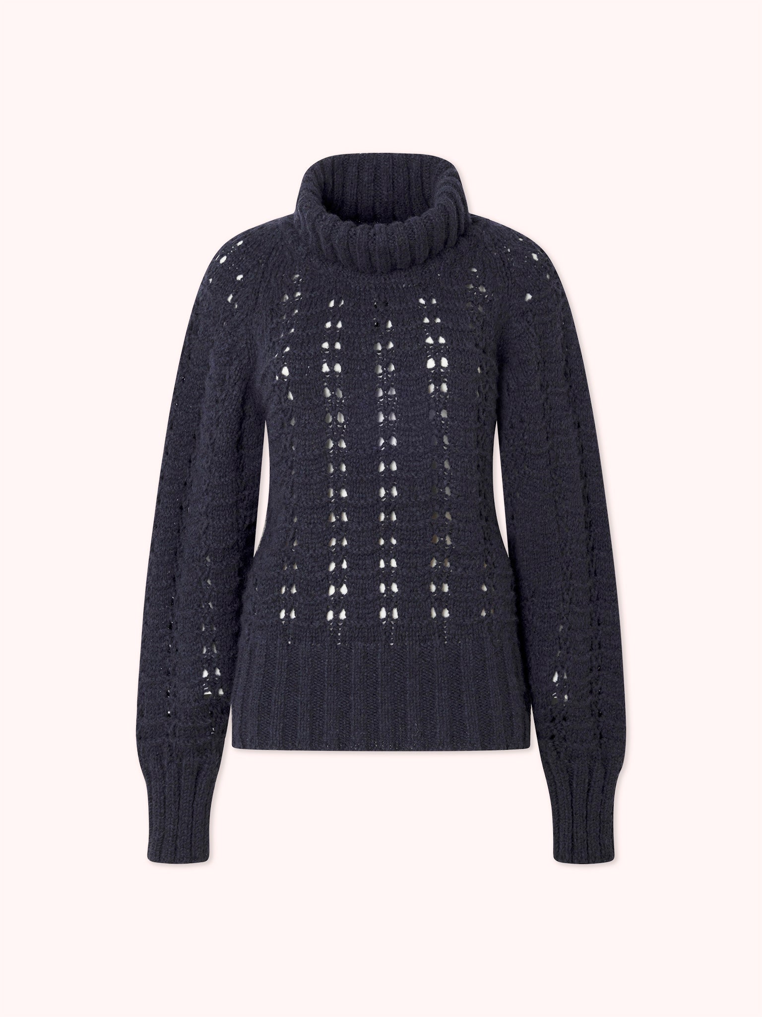 PRE-ORDER SUÉTER DE PUNTO CALADO CON CUELLO CISNE AZUL MARINO