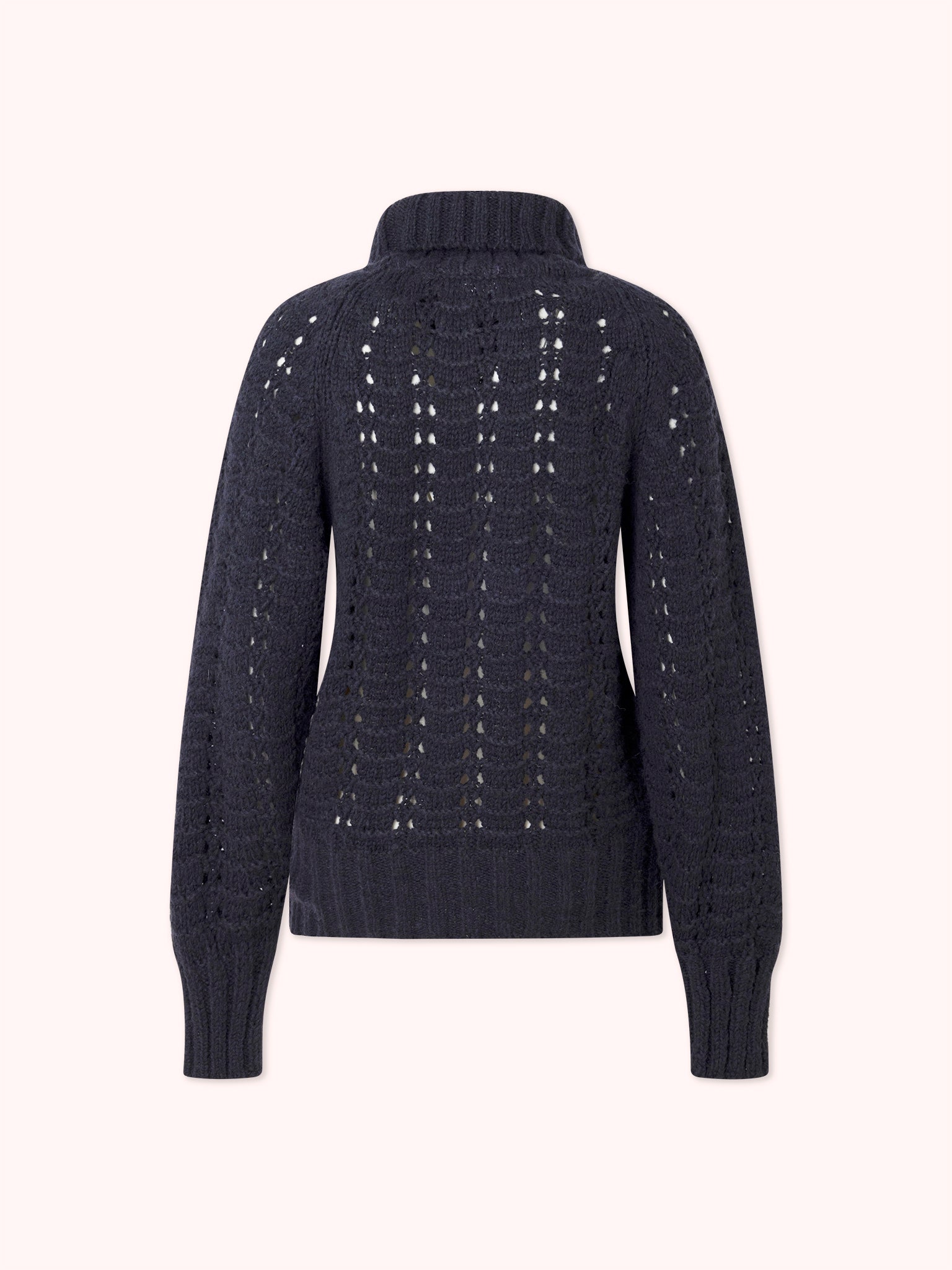 PRE-ORDER SUÉTER DE PUNTO CALADO CON CUELLO CISNE AZUL MARINO