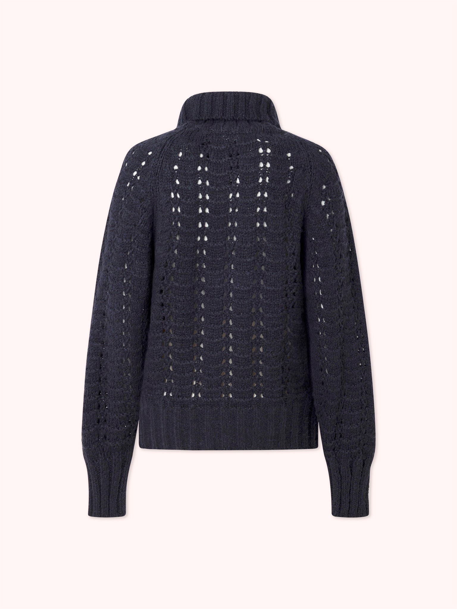 PRE-ORDER SUÉTER DE PUNTO CALADO CON CUELLO CISNE AZUL MARINO