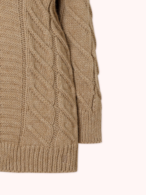 PRE-ORDER CÁRDIGAN LARGO DE PUNTO CAMEL
