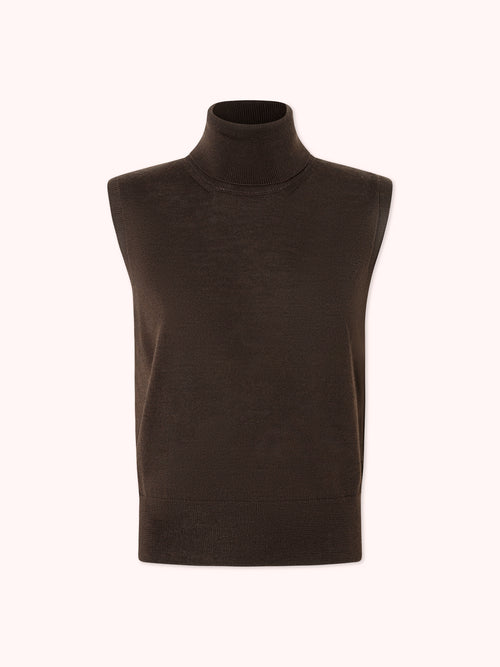 JERSEY SIN MANGAS CUELLO ALTO MARRÓN