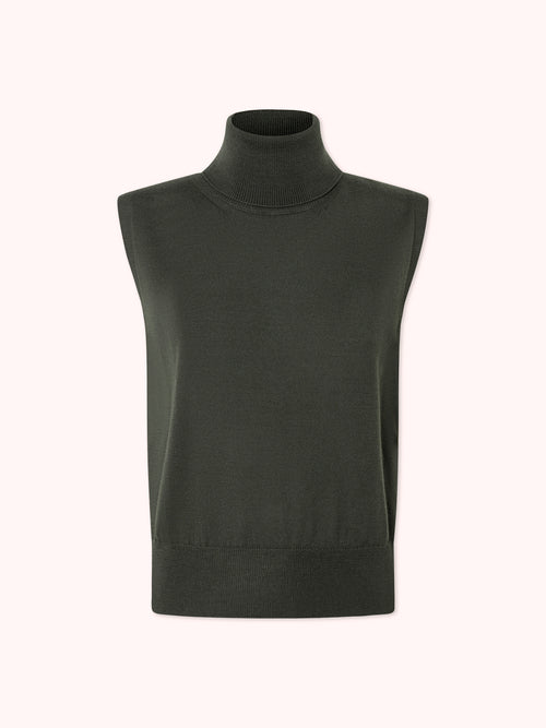 JERSEY SIN MANGAS CUELLO ALTO VERDE MILITAR