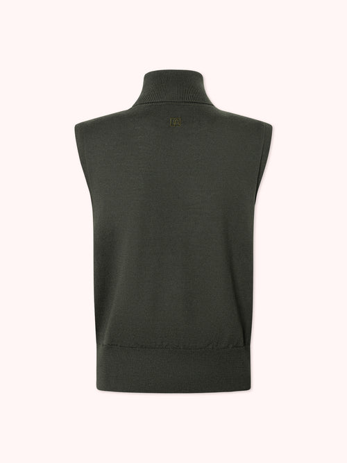 JERSEY SIN MANGAS CUELLO ALTO VERDE MILITAR