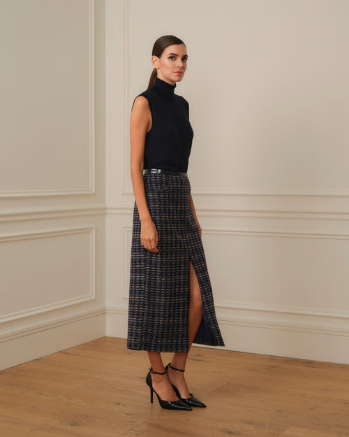 JERSEY SIN MANGAS CUELLO ALTO AZUL MARINO