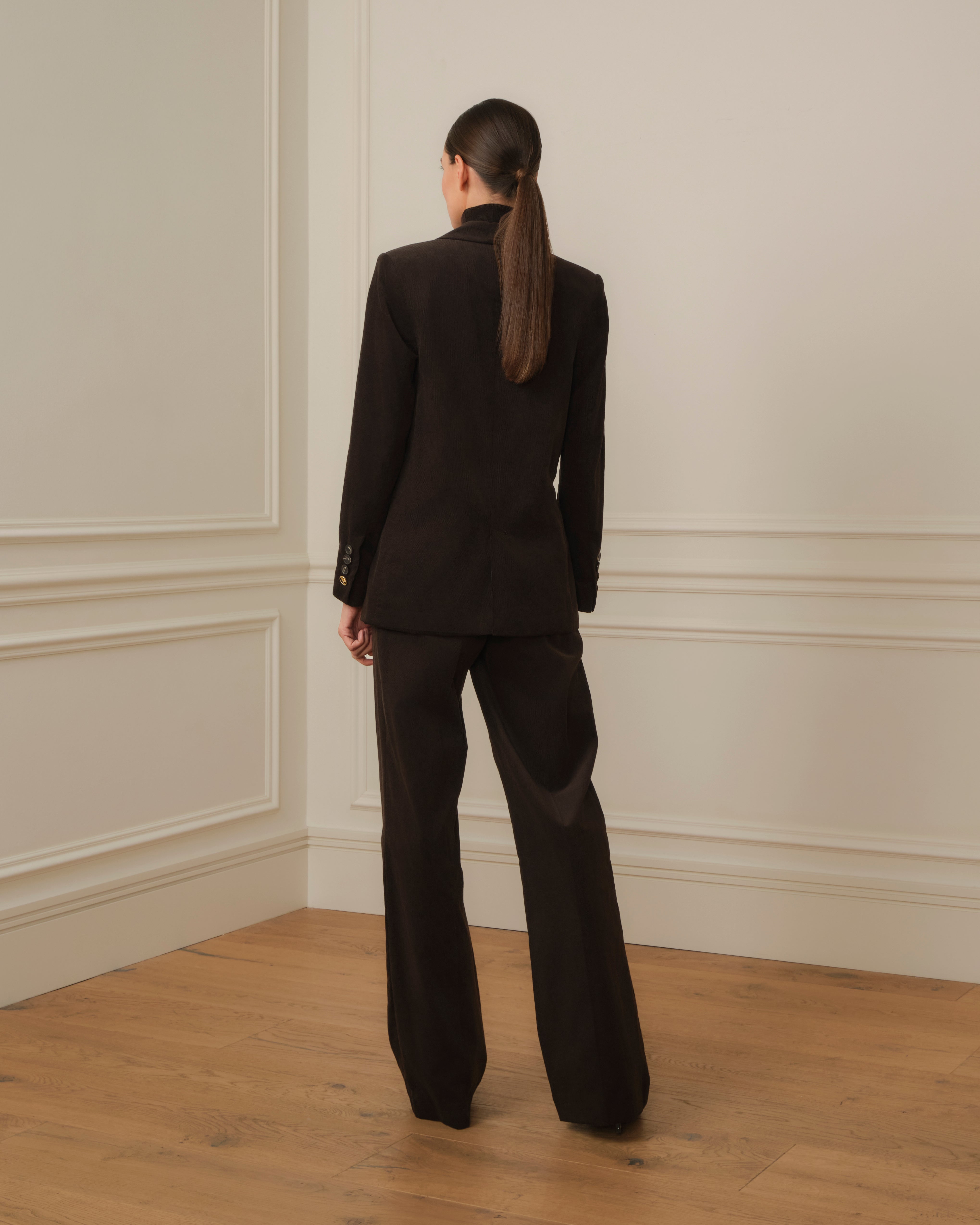 BLAZER CRUZADA DE PANA MARRÓN