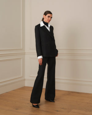 BLAZER CRUZADA CON COSTURAS VISTAS NEGRO