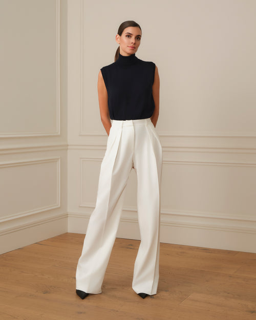 PANTALÓN PALAZZO CON DOBLE PINZA BLANCO