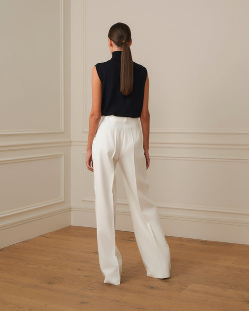 PANTALÓN PALAZZO CON DOBLE PINZA BLANCO
