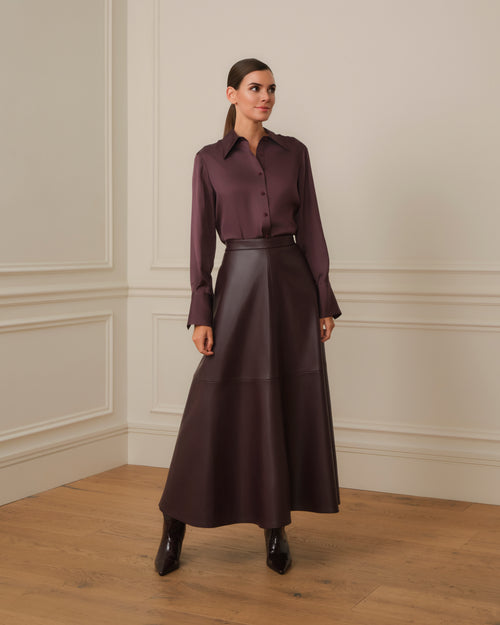 CAMISA SATINADA BERENJENA