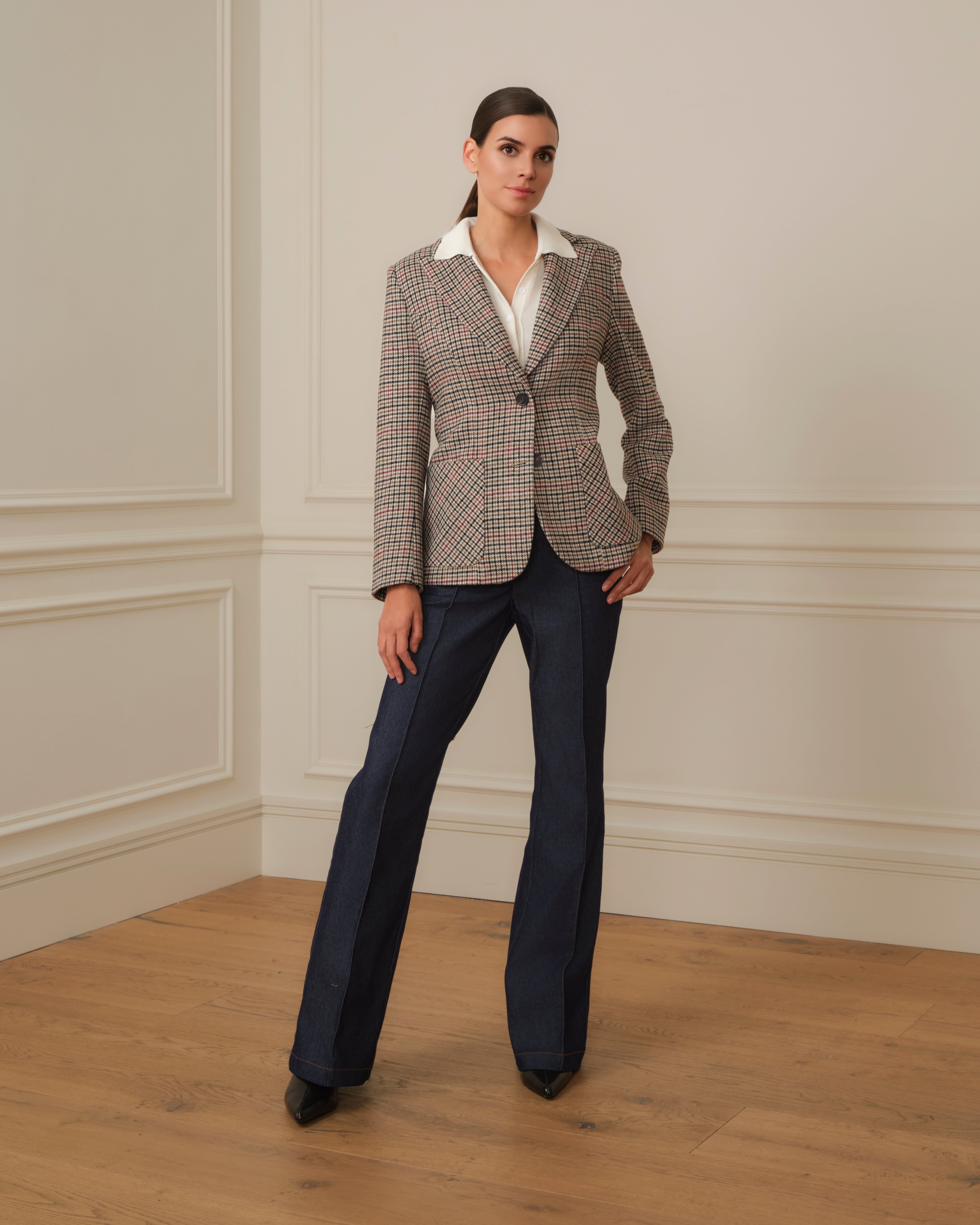 BLAZER PATA DE GALLO CON BOLSILLOS FRONTALES