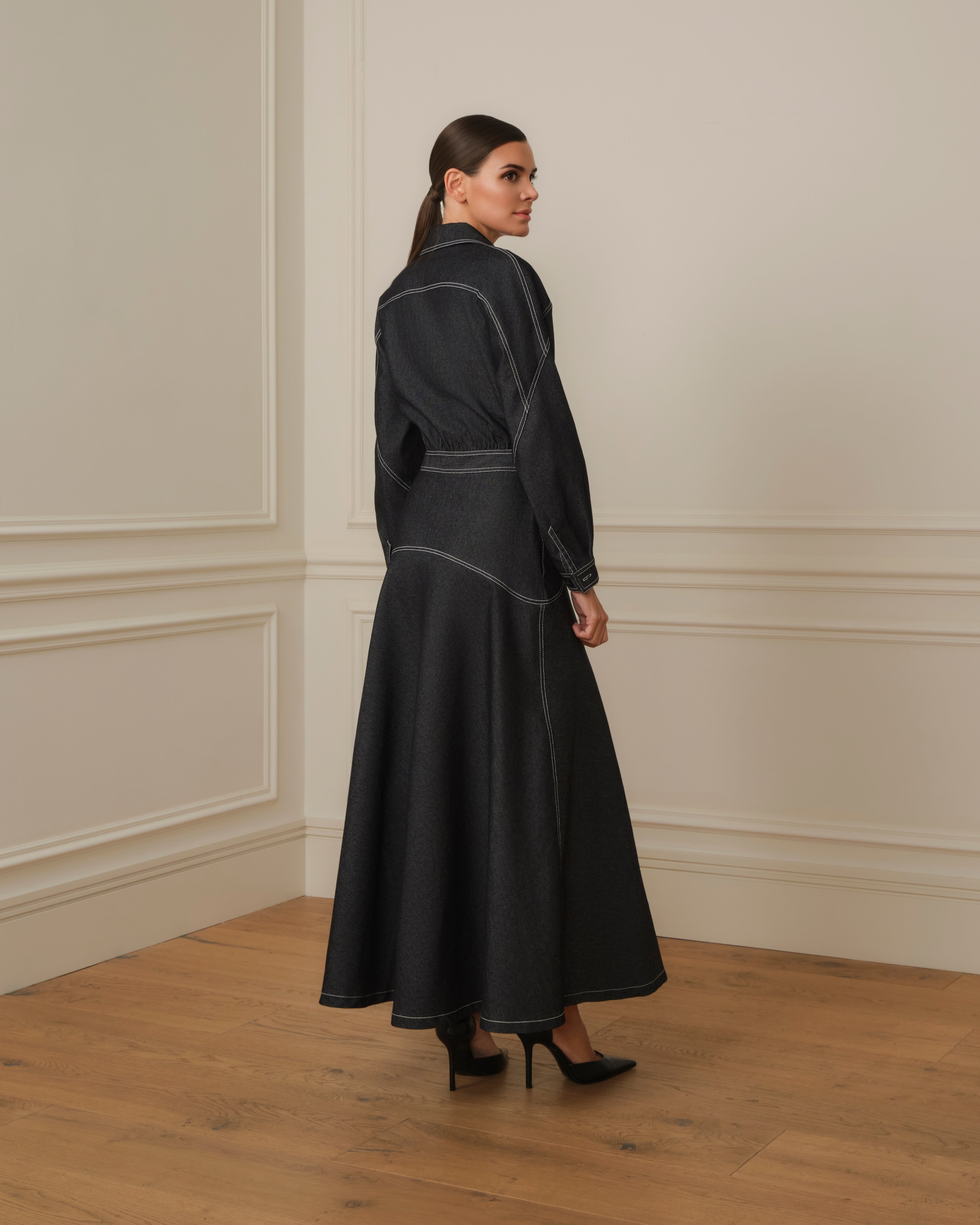 VESTIDO CAMISERO DENIM NEGRO