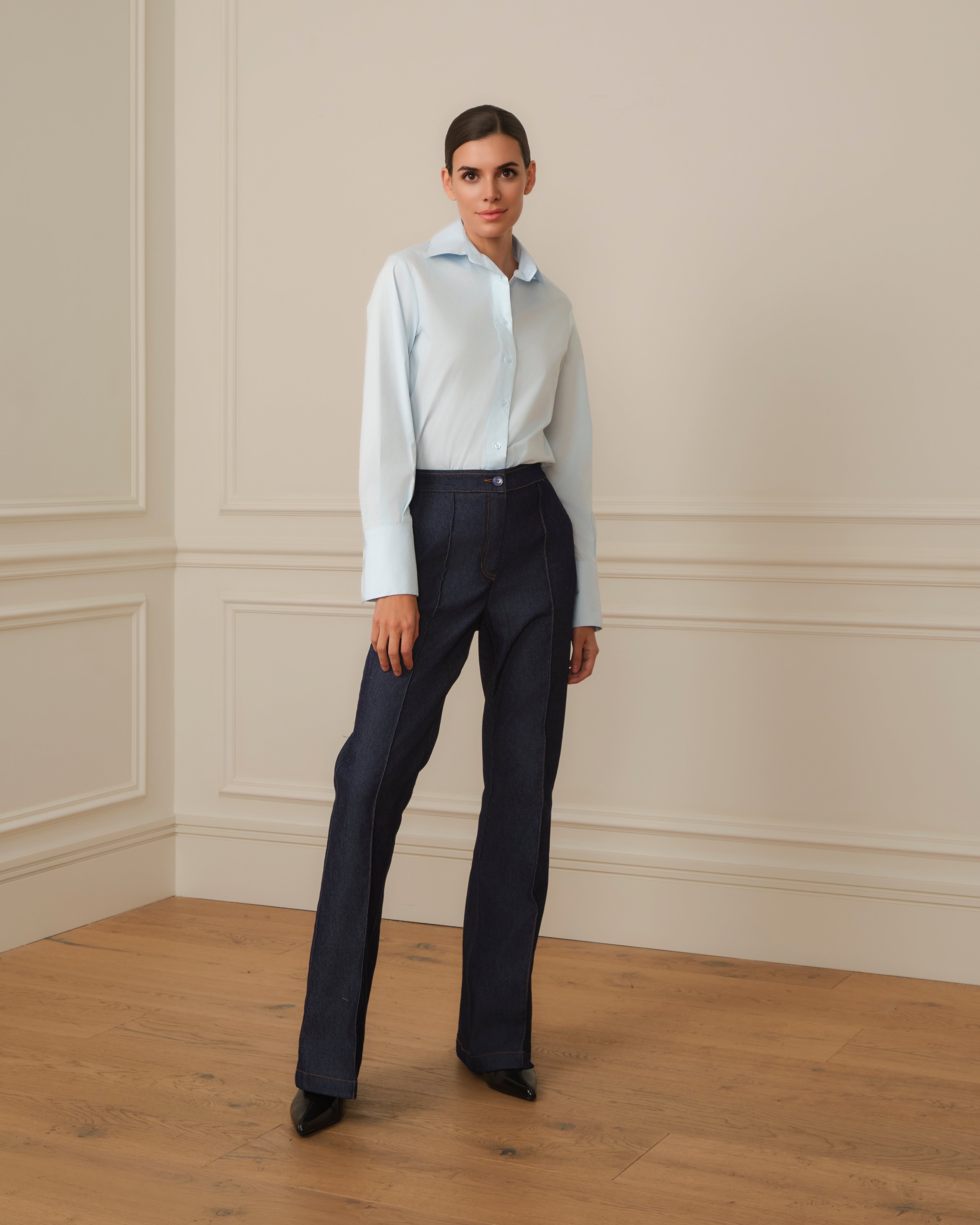 CAMISA DE PUÑO ALARGADO AZUL