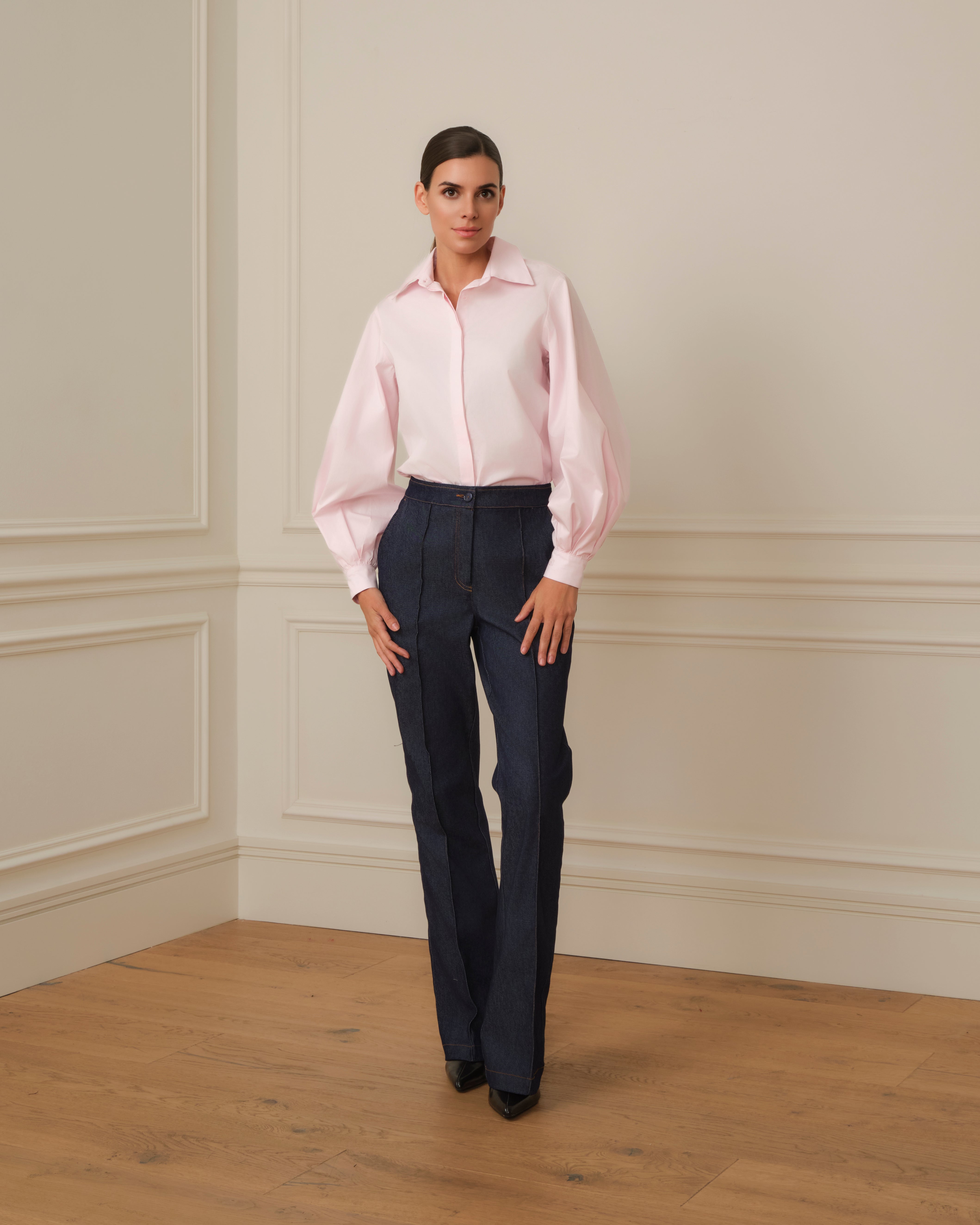 CAMISA DE MANGA ABULLONADA ROSA