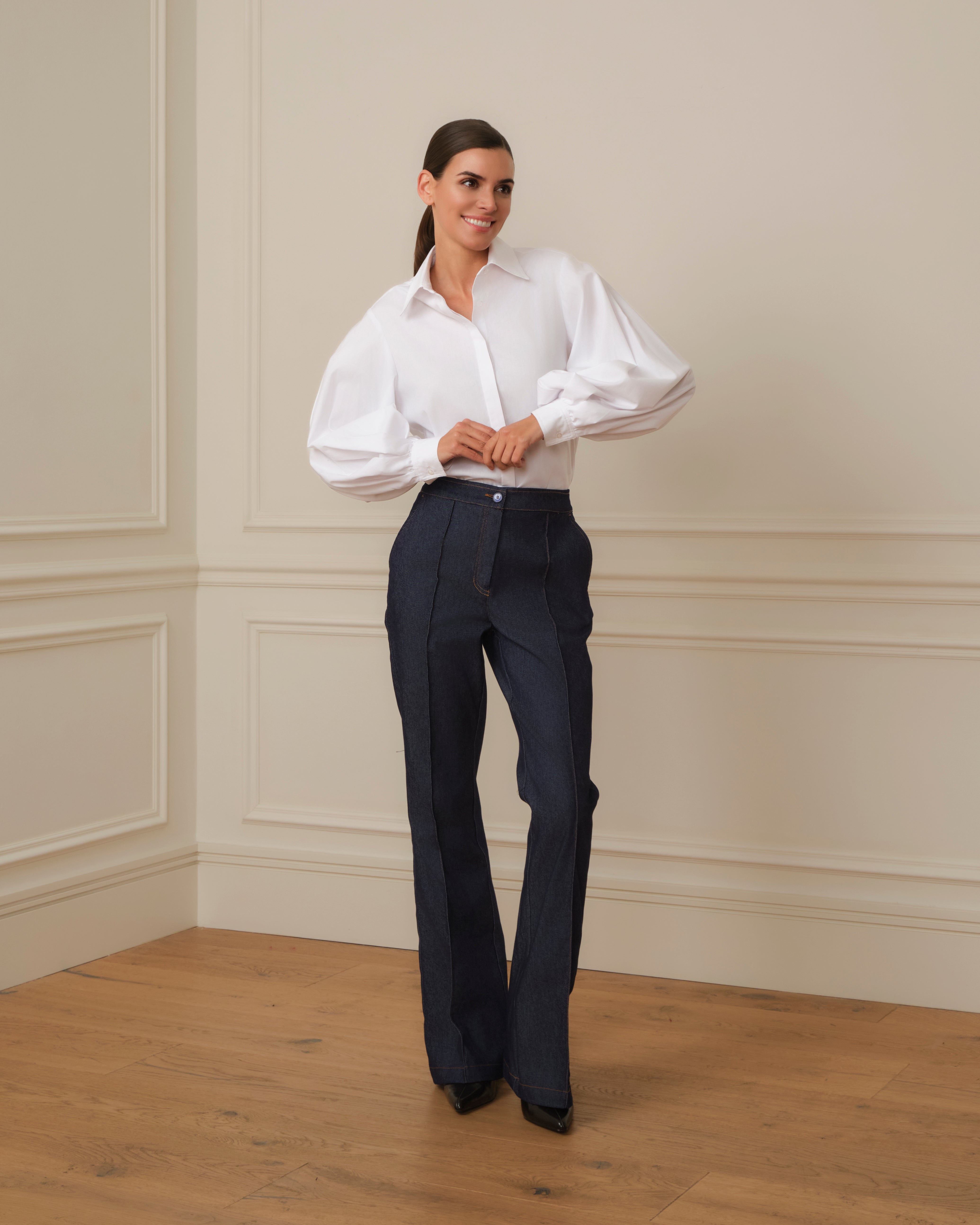 CAMISA DE MANGA ABULLONADA BLANCA