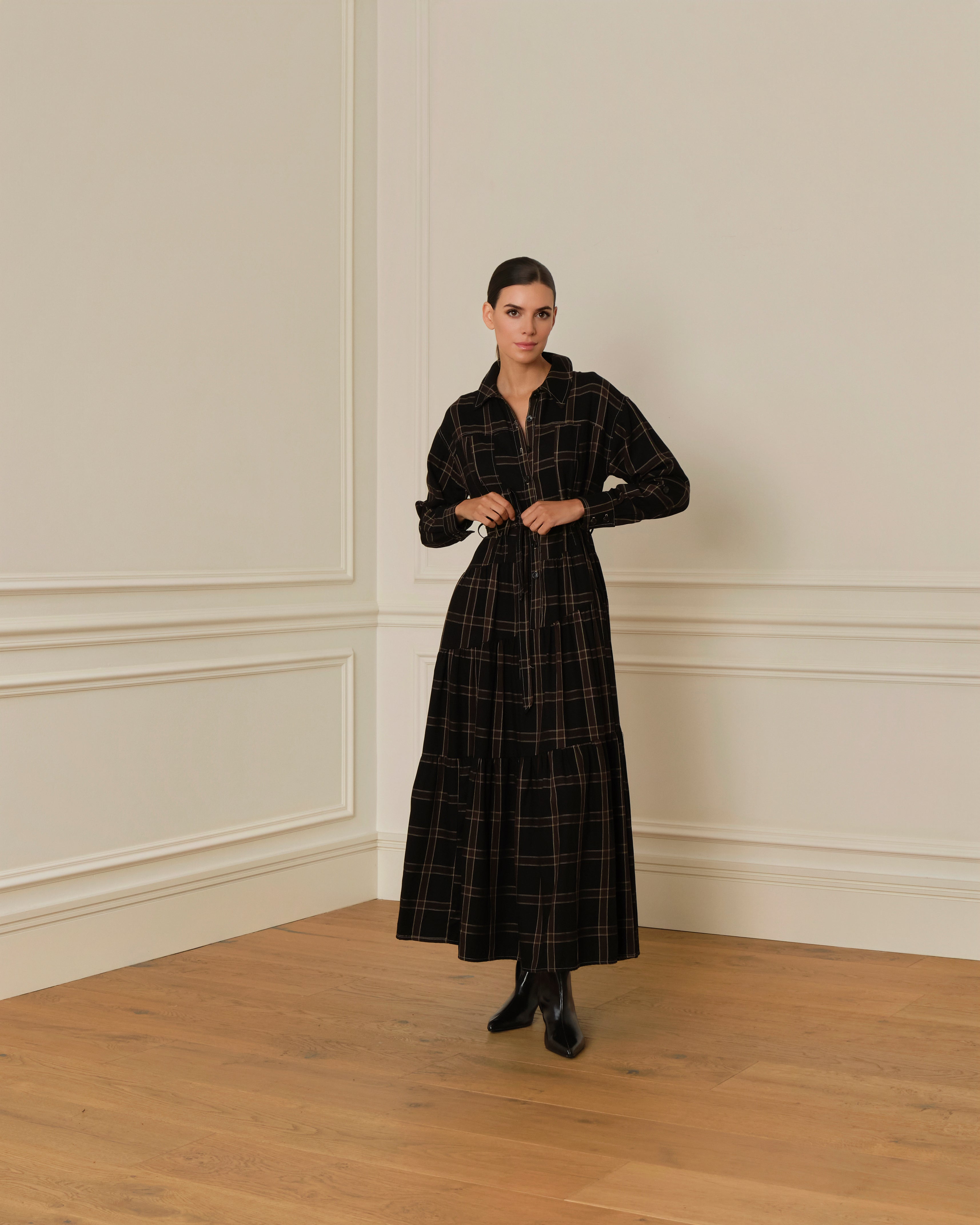 PRE-ORDER VESTIDO CAMISERO LARGO DE CUADROS