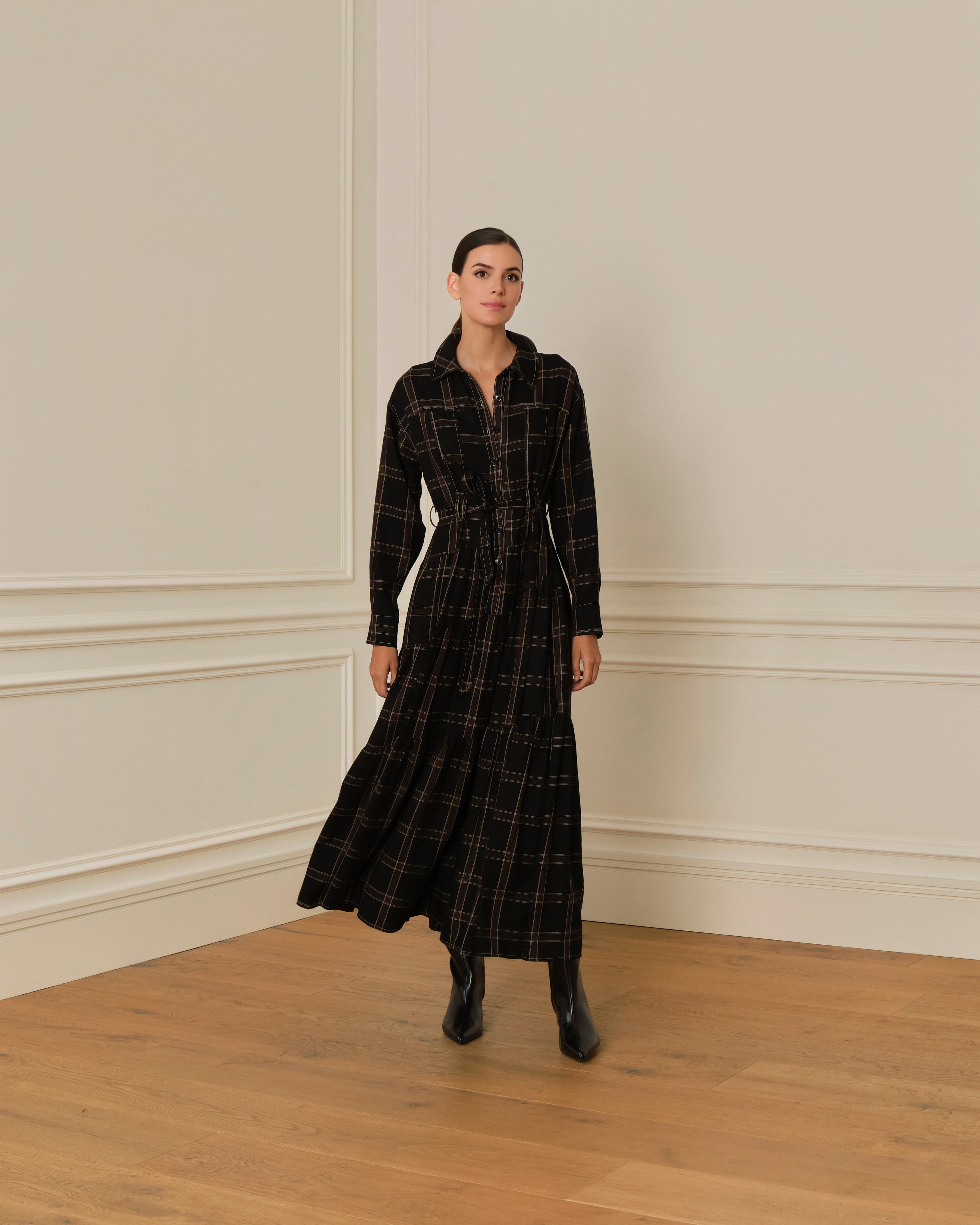 PRE-ORDER VESTIDO CAMISERO LARGO DE CUADROS