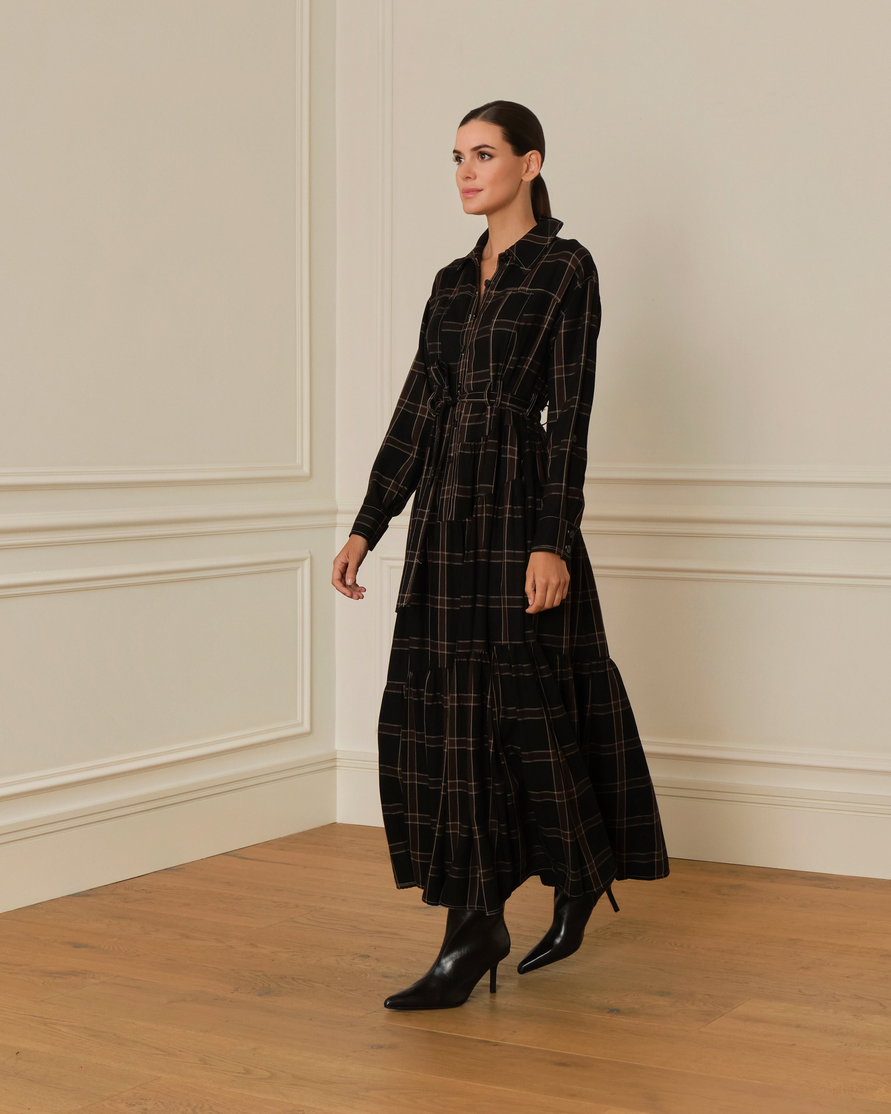 PRE-ORDER VESTIDO CAMISERO LARGO DE CUADROS