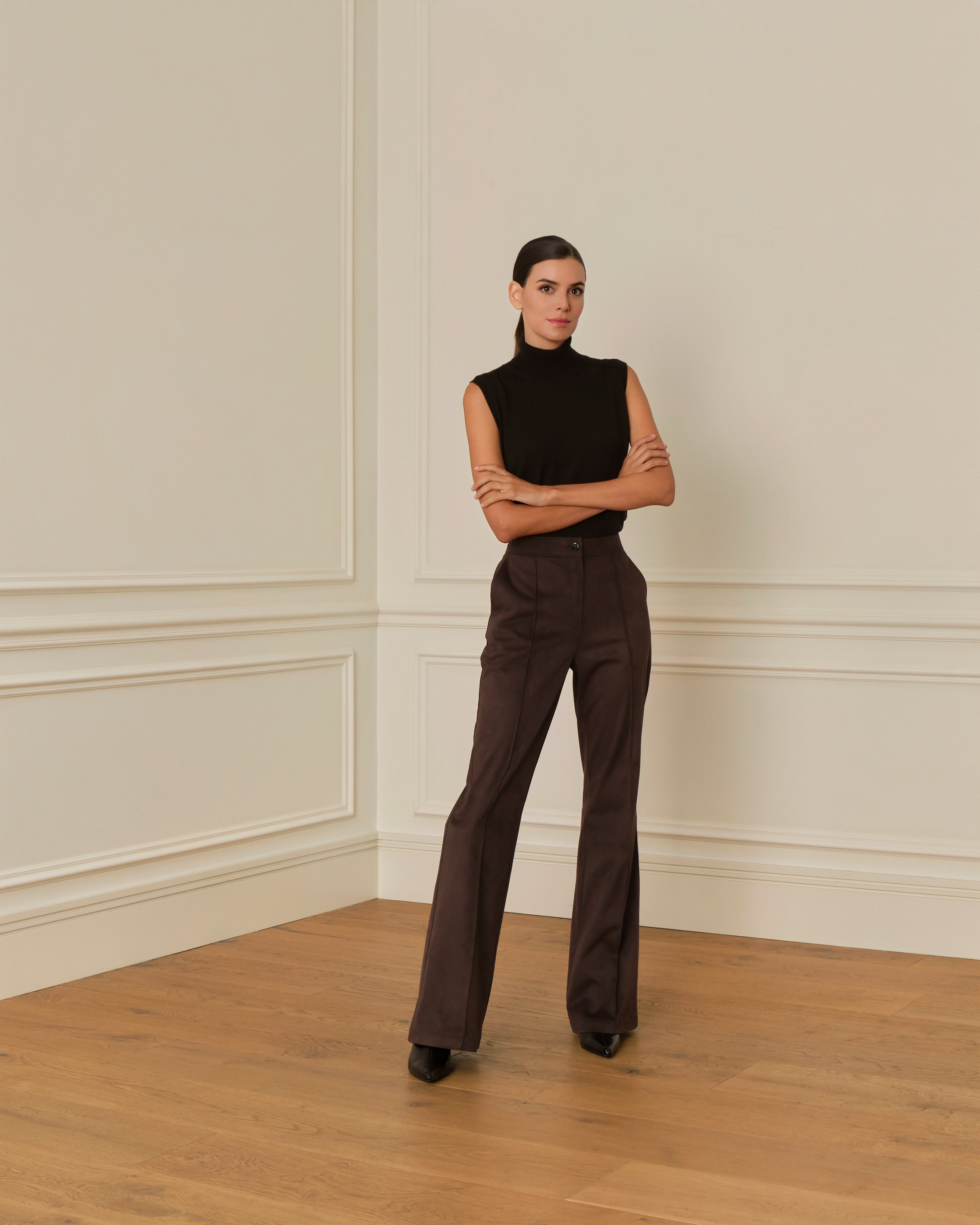 PRE-ORDER PANTALÓN FLARE DE ANTE MARRÓN CHOCOLATE