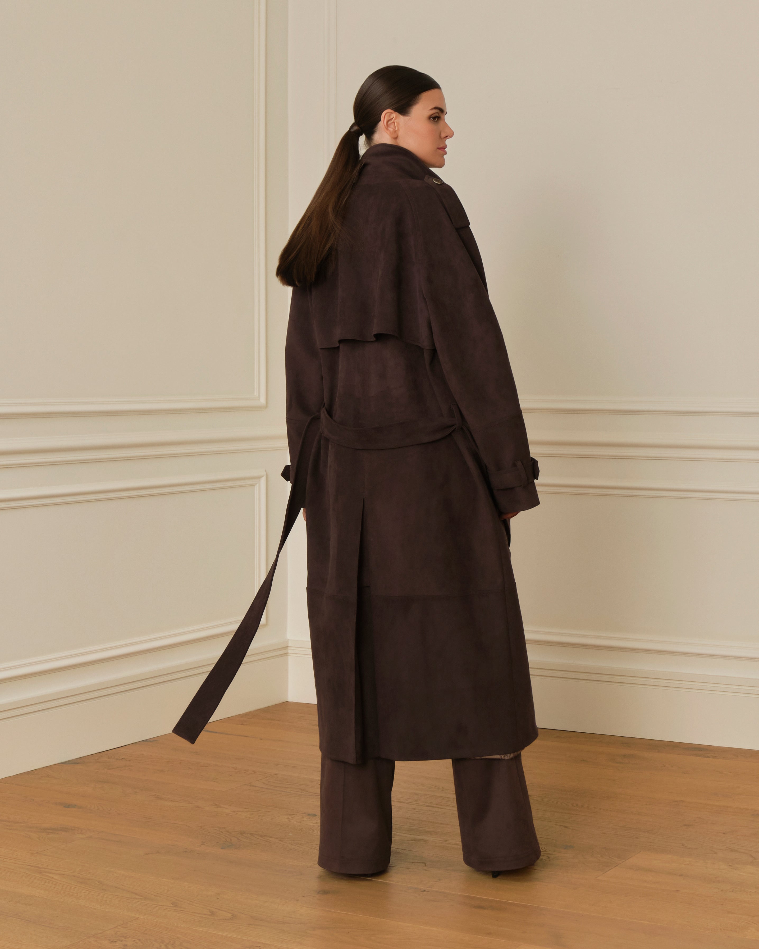 PRE-ORDER GABARDINA LARGO DE ANTE CHOCOLATE