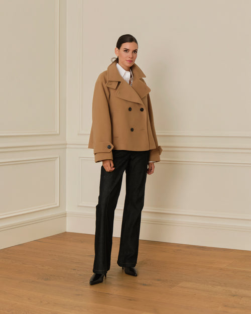 PRE-ORDER ABRIGO CRUZADO CON CUELLO PERKINS CAMEL