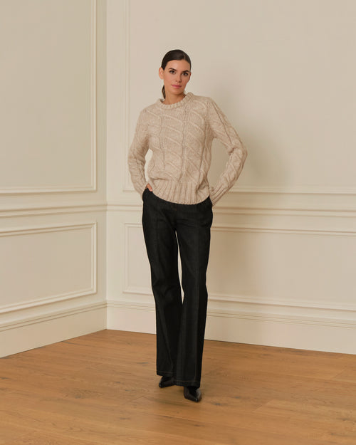 PRE-ORDER SUÉTER DE PUNTO TRENZADO BEIGE
