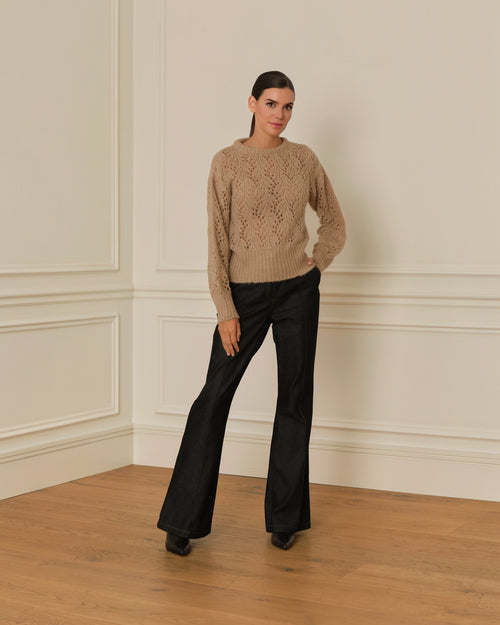 PRE-ORDER SUÉTER DE PUNTO CALADO CAMEL
