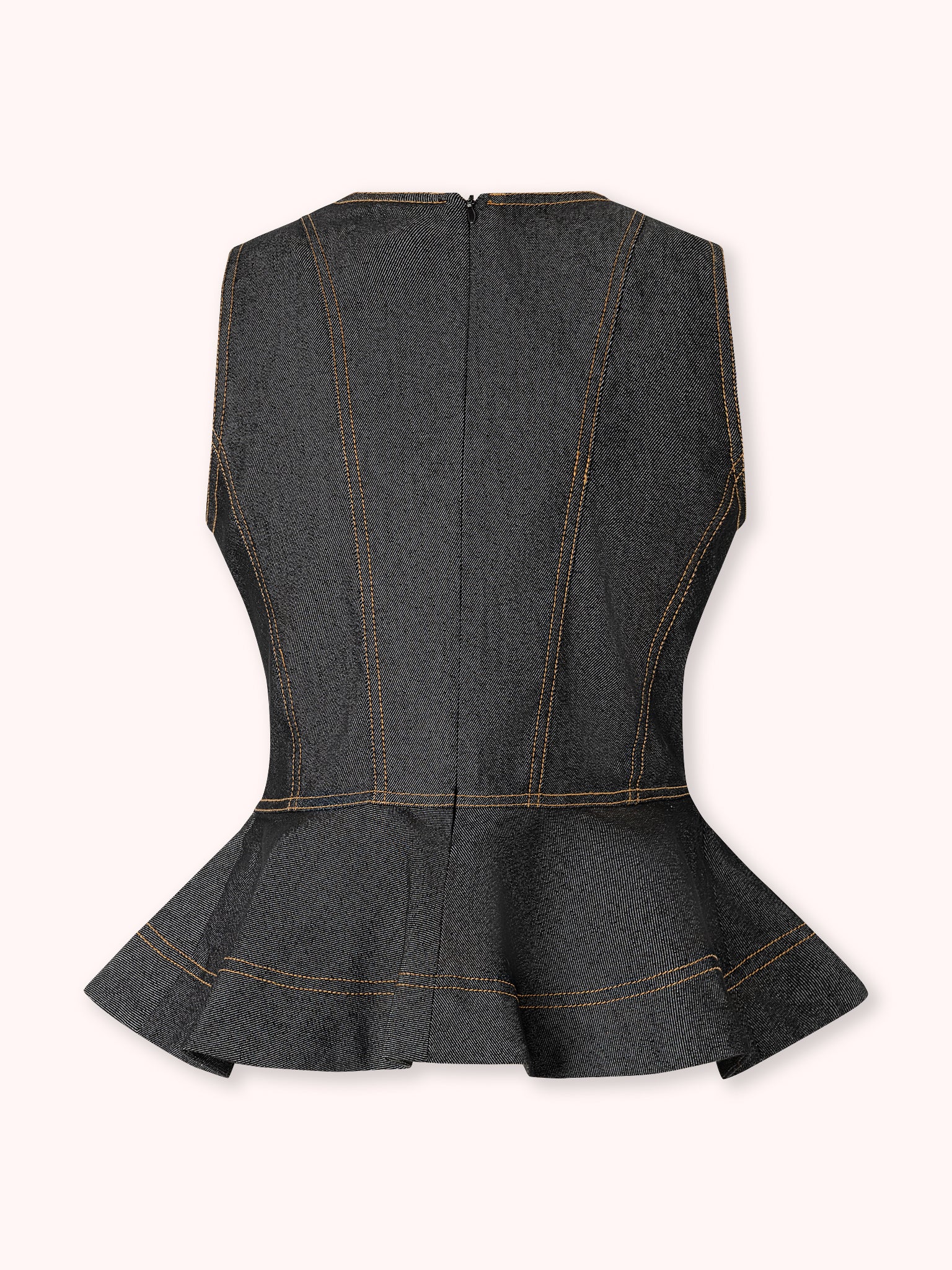 TOP DE PEPLUM CON COSTURAS VISTA NEGRO
