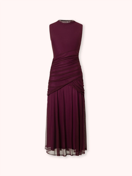 VESTIDO DE TUL DRAPEADO VIOLETA