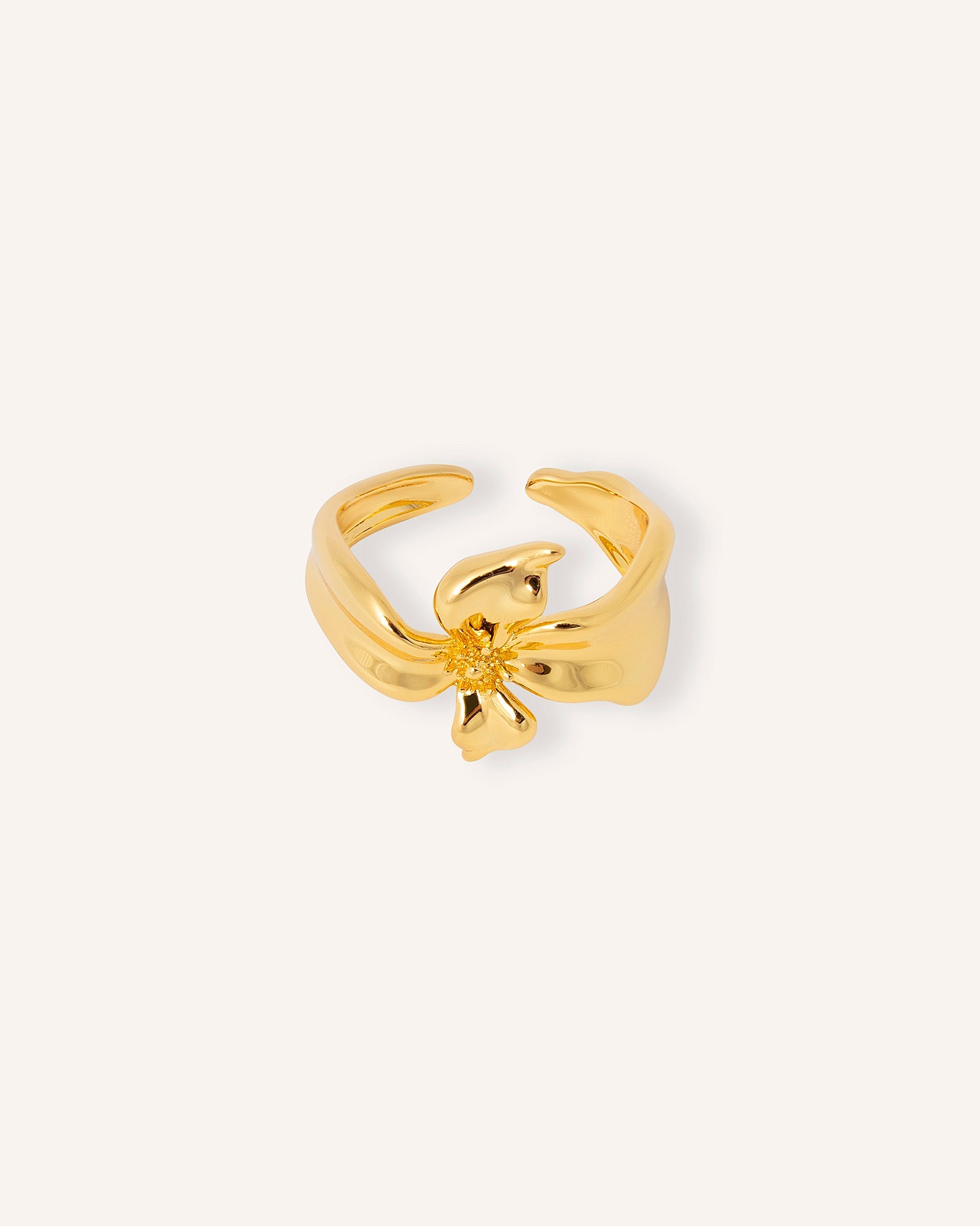 FLOR DE ALMENDRO ANILLO AJUSTABLE DORADO - Seeiou