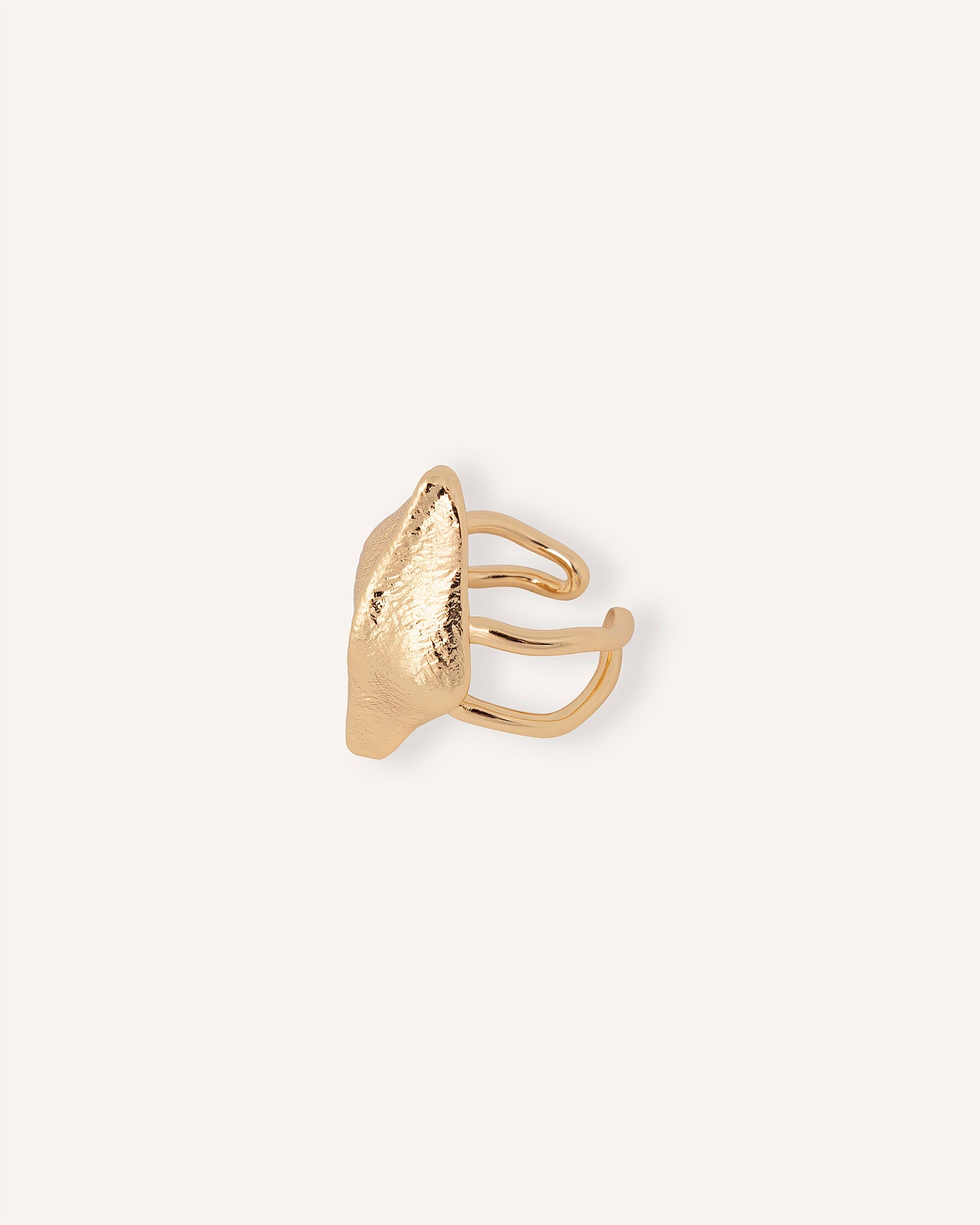 LEMON LEAF ANILLO DOBLE ARGOLLA DORADO - Seeiou