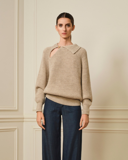 SUÉTER CUELLO POLO BOTÓN ARENA